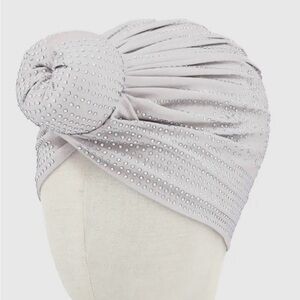 Elegant White Studded Women's Turban